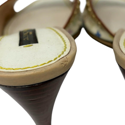 LOUIS VUITTON Vintage Monogram Multicolor Studs Sandals #38 White Gold 902551