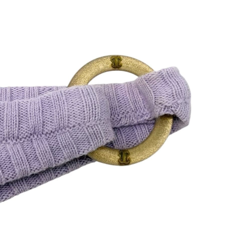 CHANEL Vintage 01C CC Gold Ring Knit Ribed Tank Camisole Top #40 Purple 902084