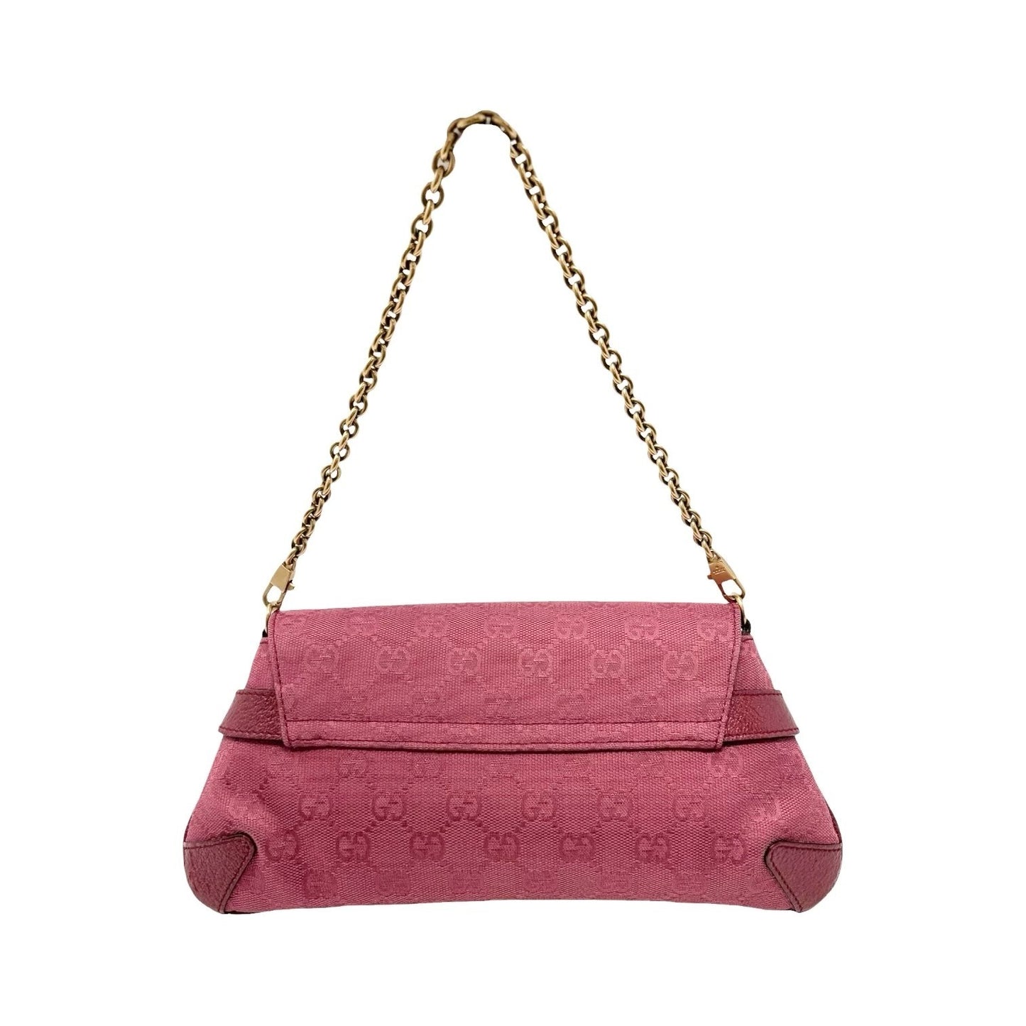 GUCCI Vintage GG Monogram Horsebit Chain Shoulder Bag Pochette Pink 901801