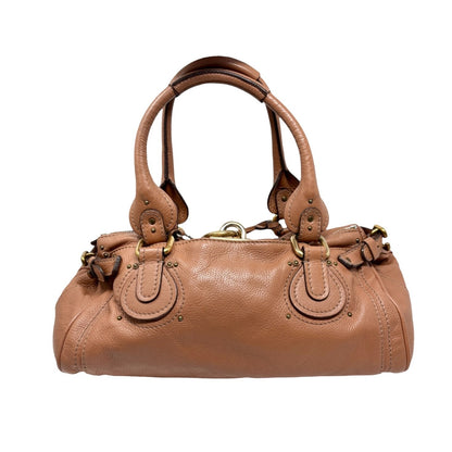 Chloe Vintage Paddington Padlock Key Boston Bag Leather Brown Gold 902318