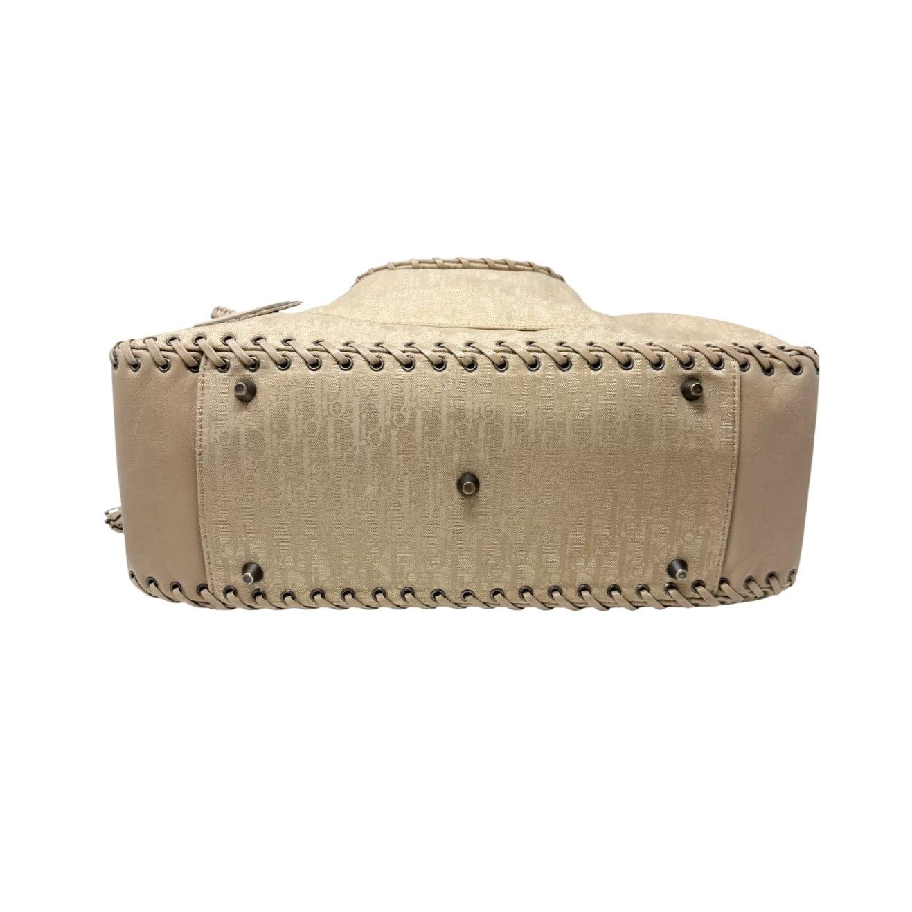 Christian Dior Vintage Trotter Monogram Canvas Ethnic Shoulder Bag Beige Heart