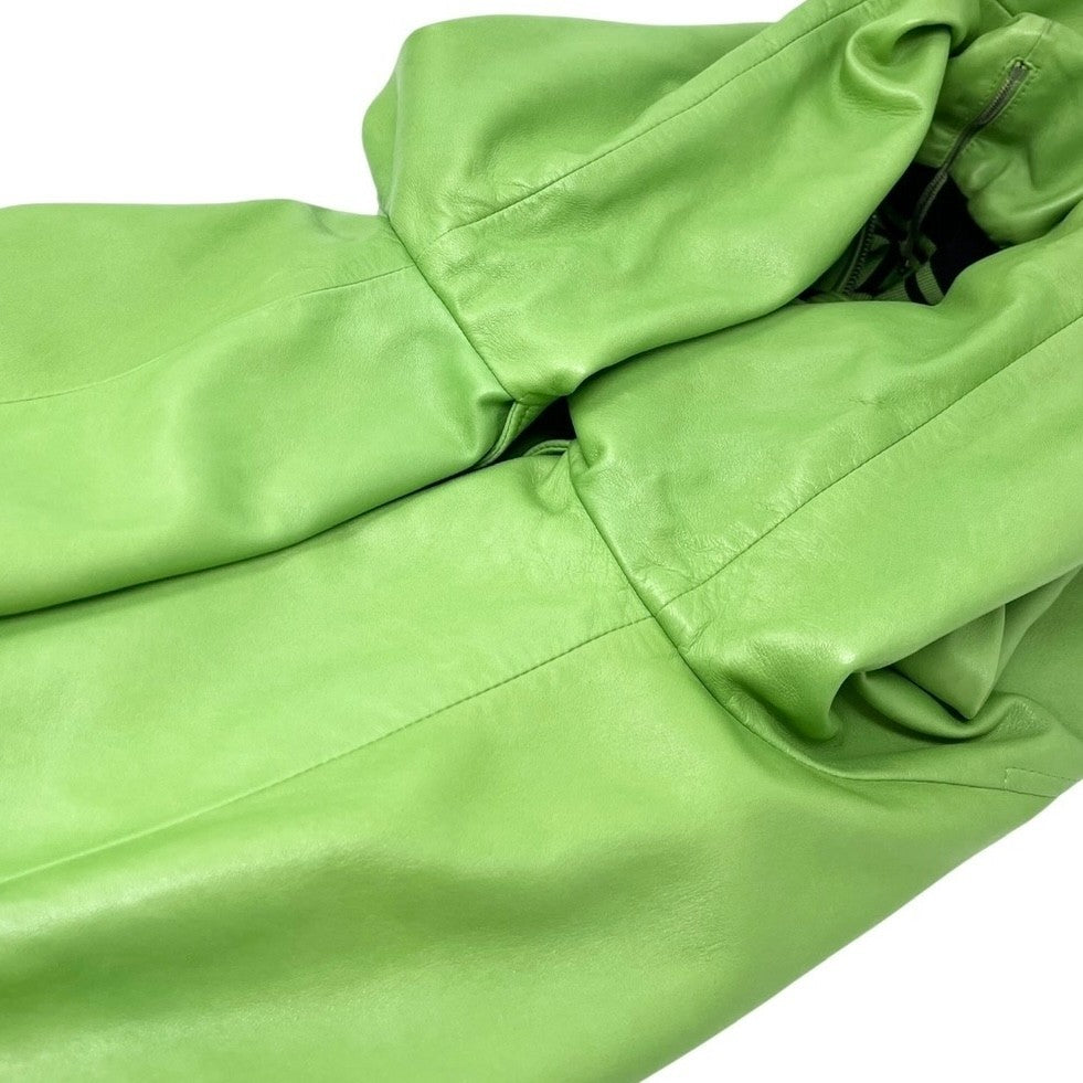 Christian Dior Vintage 2004 Logo Leather Jacket #36 Light Green Lambskin Black
