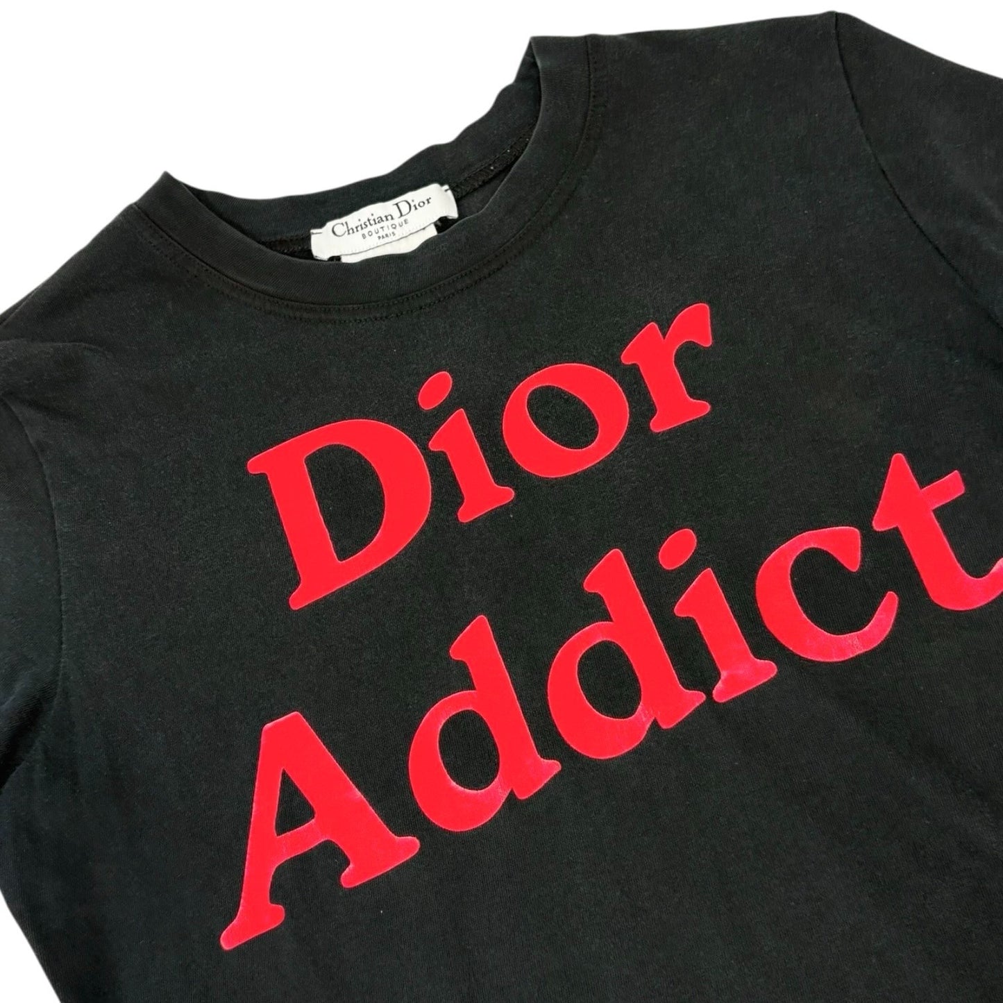 Christian Dior Vintage 2002 Addict Big Logo T-shirt Top #42 Black Red 902214