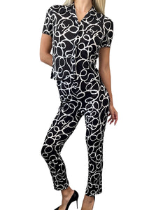 CHANEL Vintage 98S CC Logo Top Pants Set Suits #38 Black Viscose Rank AB