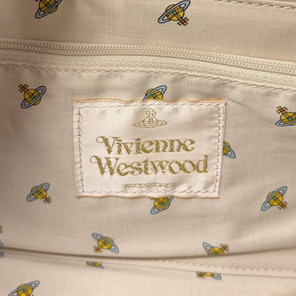 Vivienne Westwood Vintage Ord Logo Executive Tote Bag Black Leather 902058