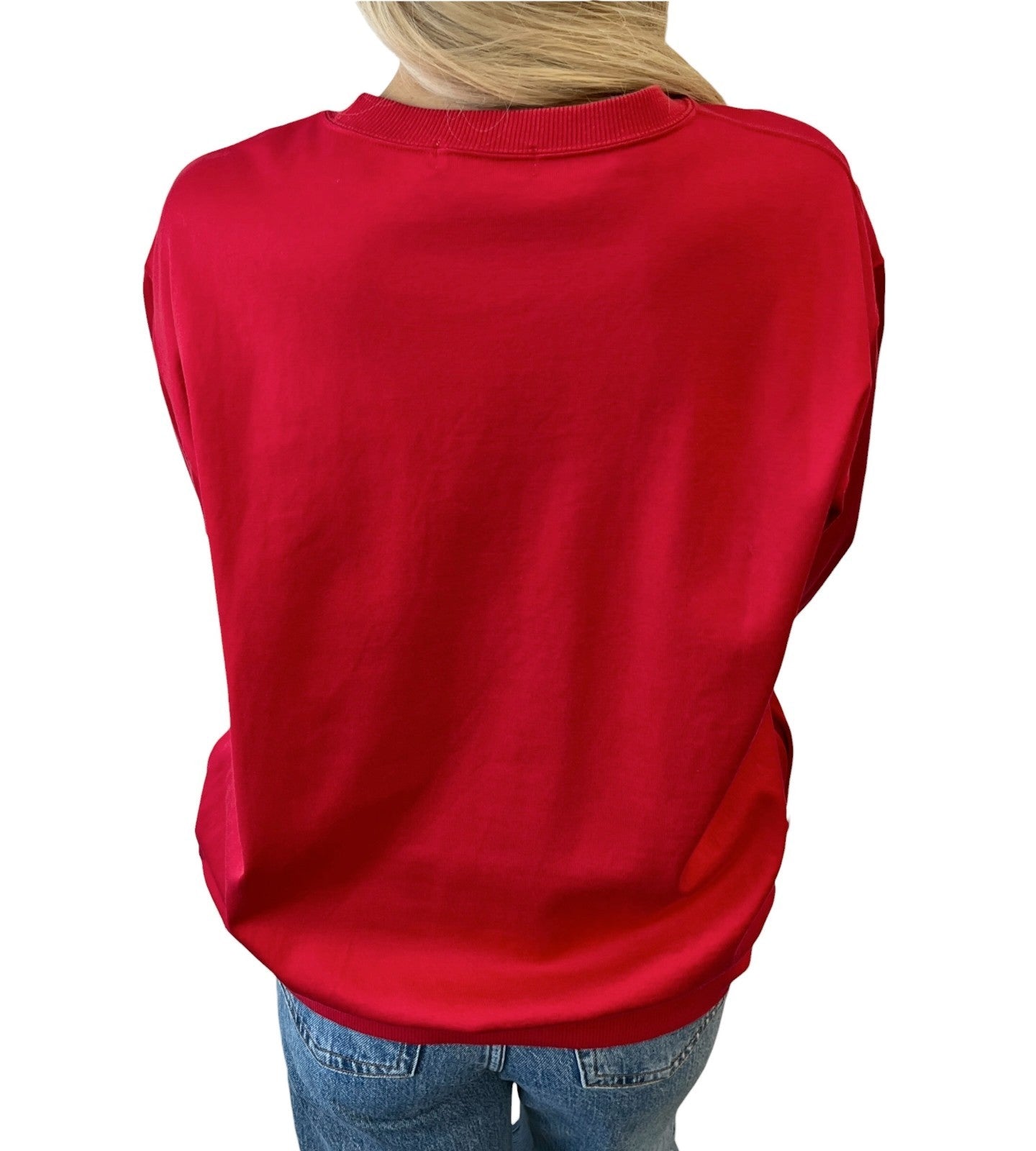 Yves Saint Laurent Vintage Logo Short Sleeve Sweatshirt Top Red 902215