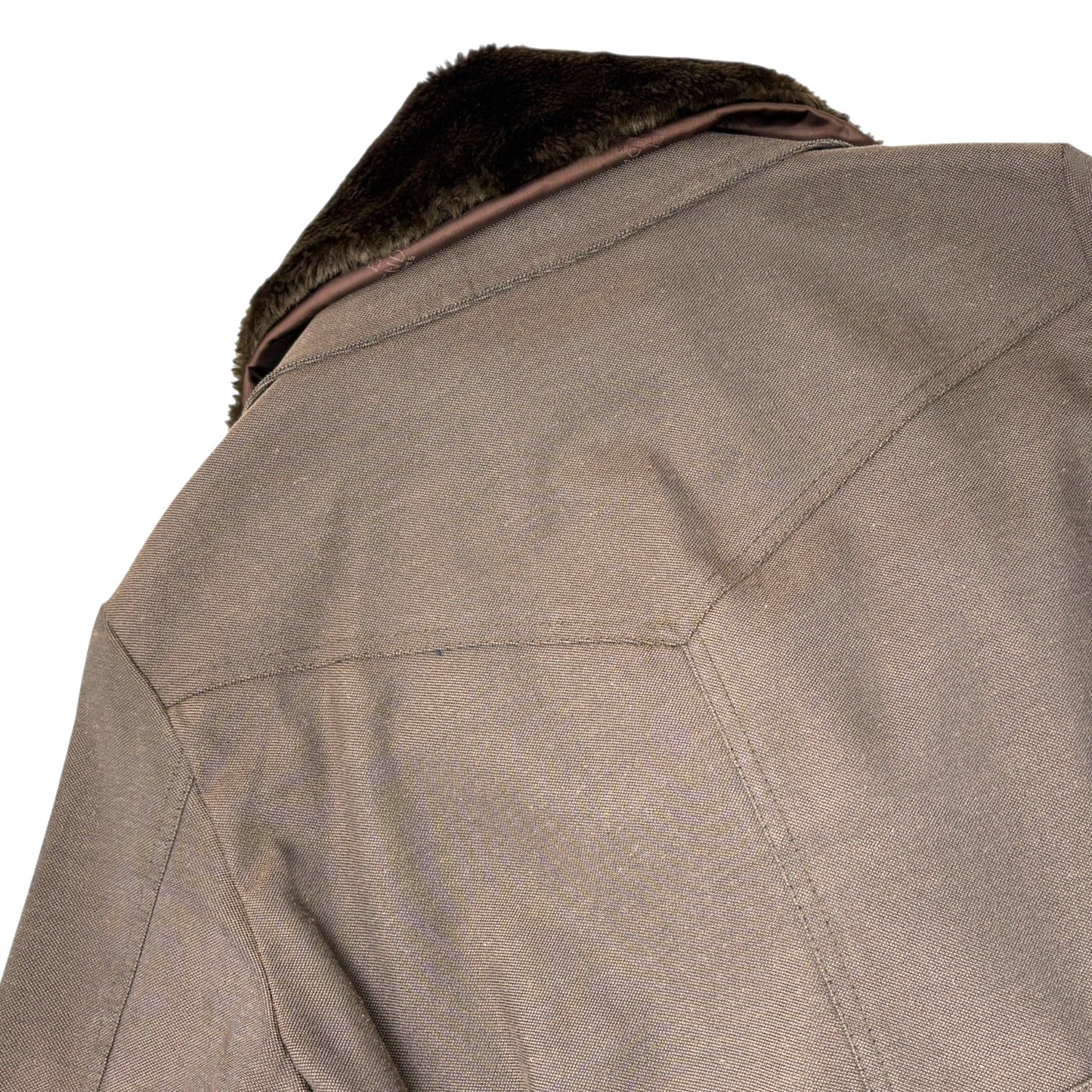 FENDI Vintage FF Logo Fur Belted Long Trench Coat Jacket #38 Brown Black