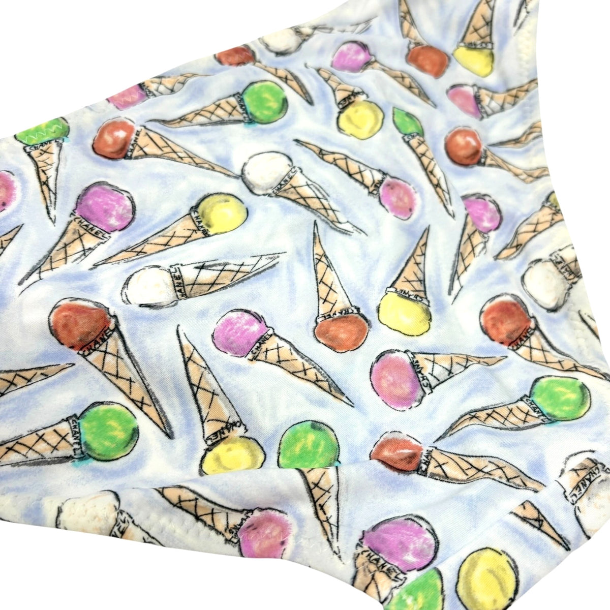 CHANEL Vintage 04C CC Logo Ice Cream Print Bikini #38 Multicolor Nylon 901860