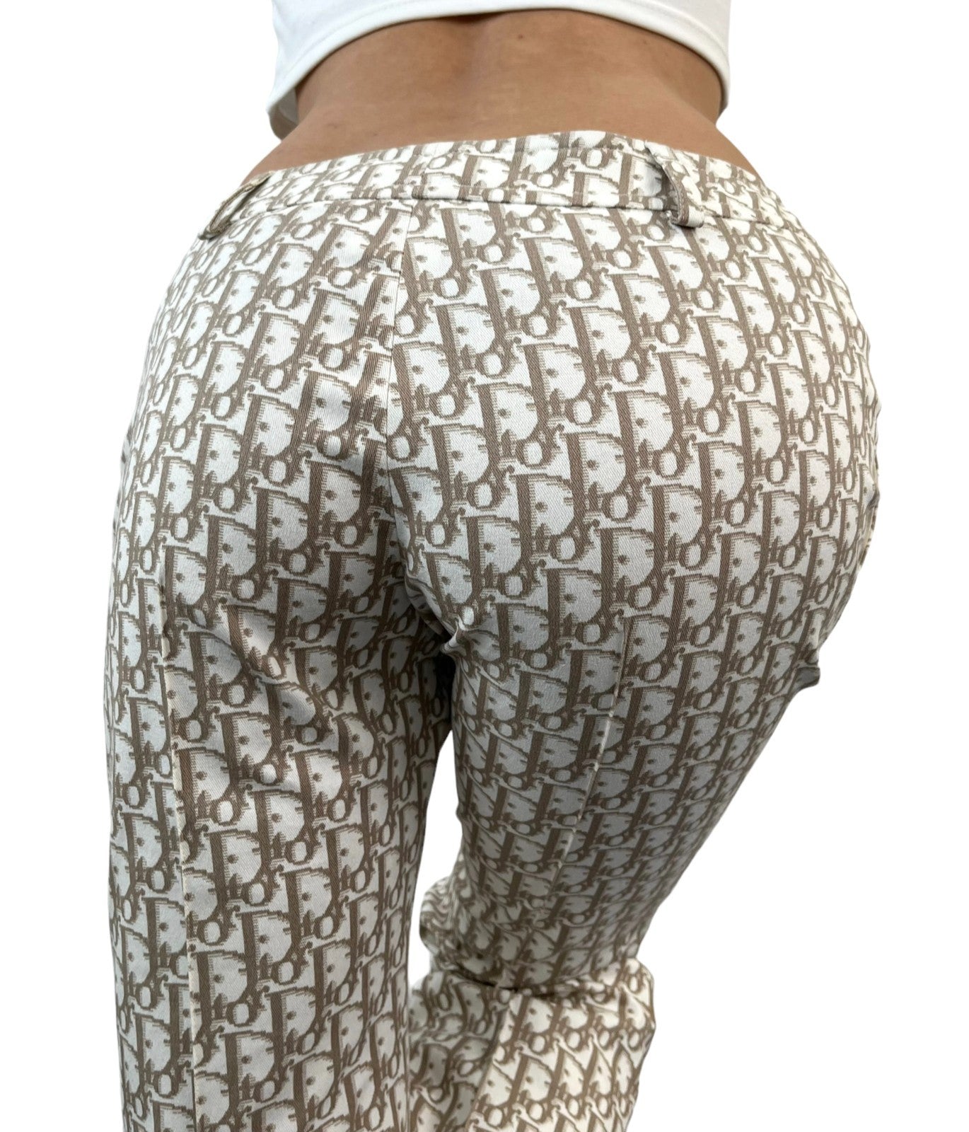 Christian Dior Vintage 2005 Trotter Monogram Pants Bottoms Zip #36 Brown Cotton
