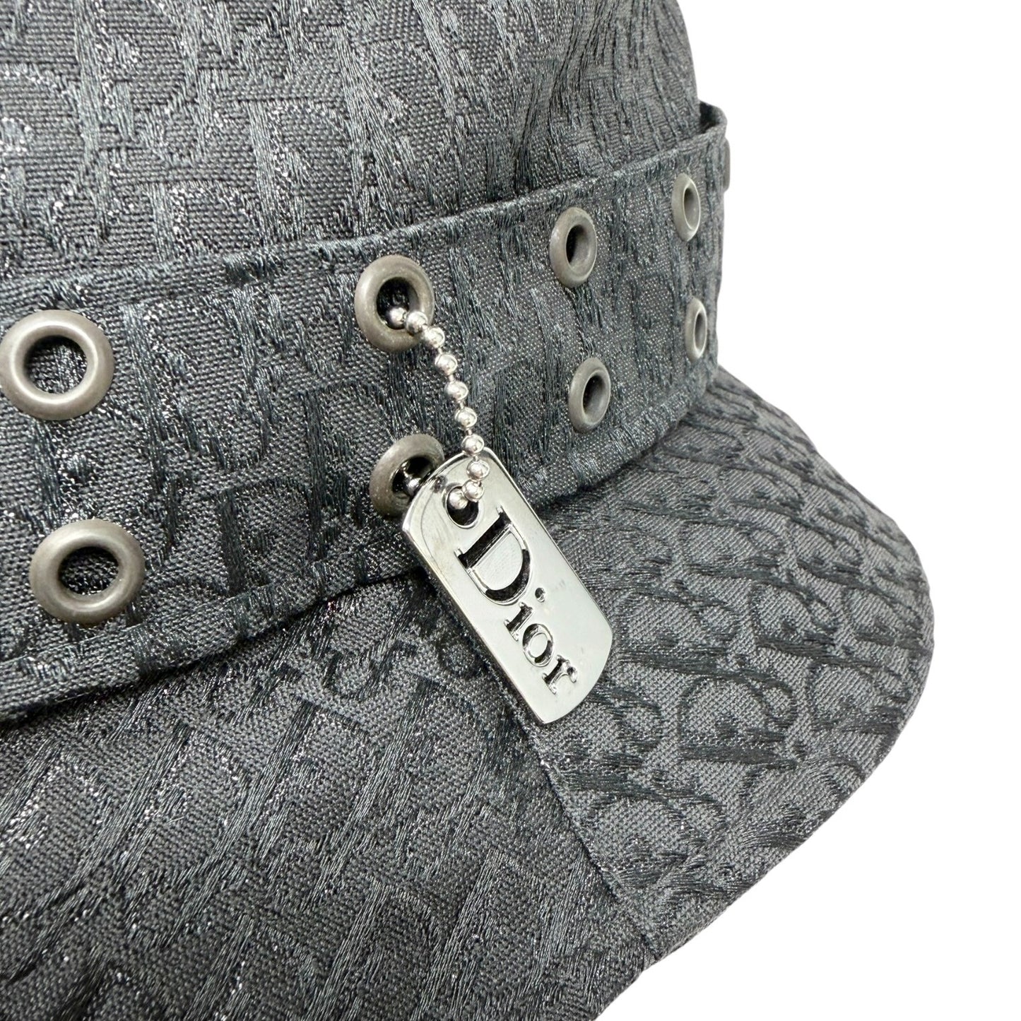 Christian Dior Vintage Columbus Trotter Monogram Bucket Hat Black Silver 901817