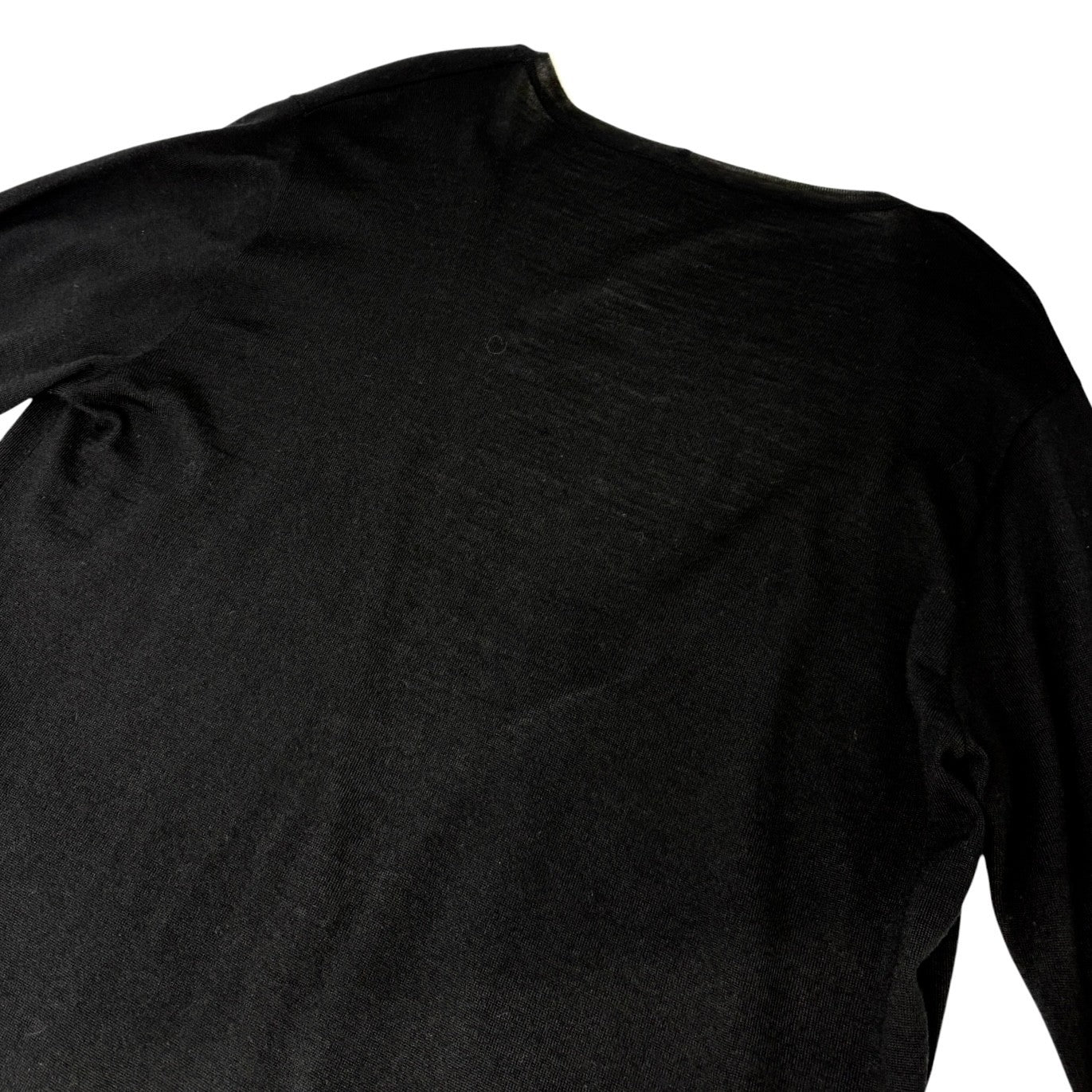 CHANEL Sport Vintage 06A CC Mark Logo Knit Cardigan #46 Black White Silk Wool