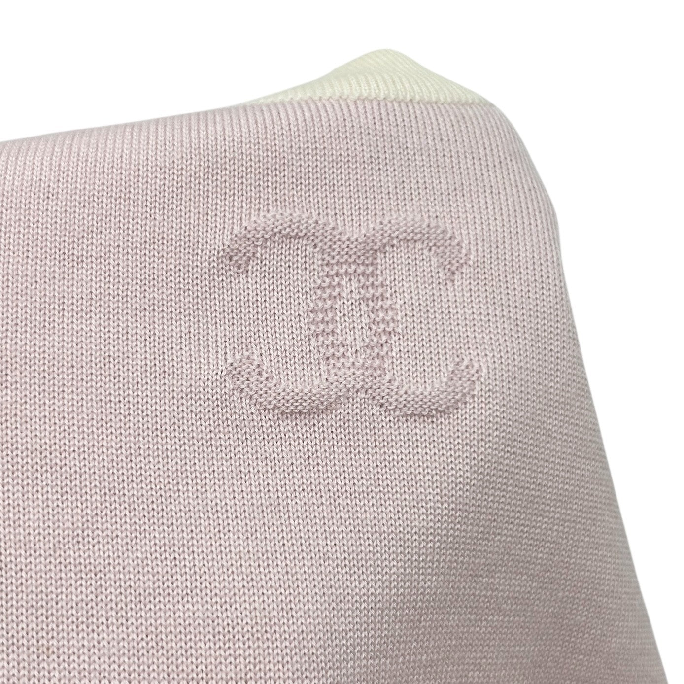 CHANEL Vintage 04C CC Logo Knit T-shirt #38 Short Sleeve Top Pink Cashmere