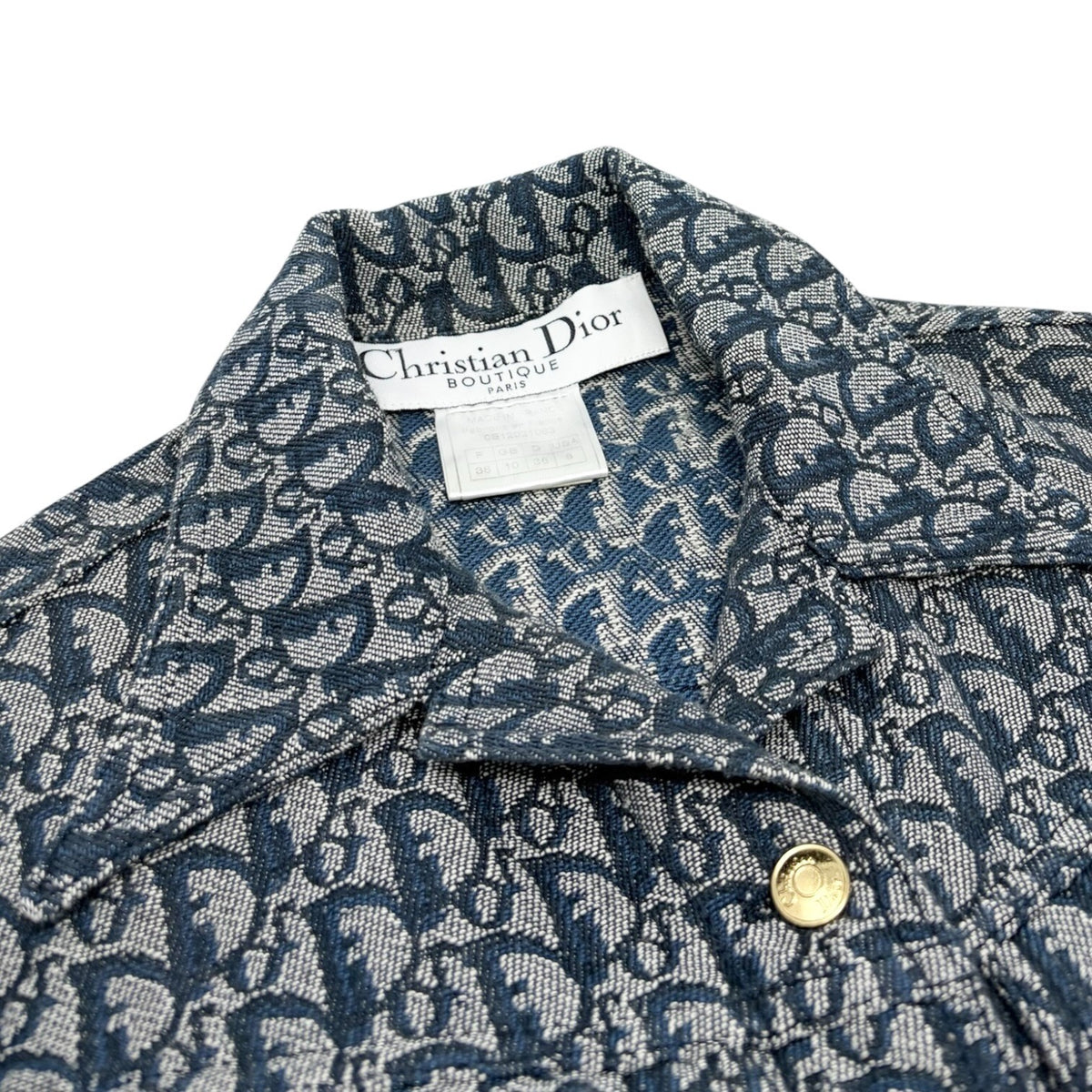 Christian Dior Vintage Trotter Monogram Belt Jacket #38 Blue Denim 902493