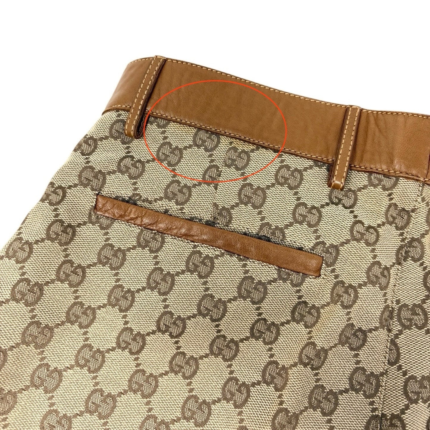 GUCCI Vintage GG Logo Jacquard Canvas Belted Tapered Cropped Pants #38 Beige
