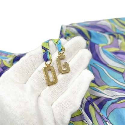DOLCE&GABBANA Vintage D&G Logo Tunic Dress Top Multicolor Blue Green Cotton 901074