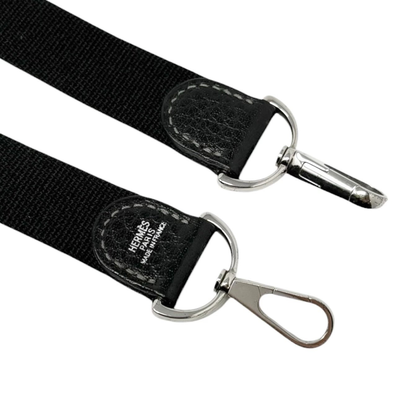 HERMES Vintage Ribbed Wool Garden Party 30 PM 2way Bag Black Silver Leather