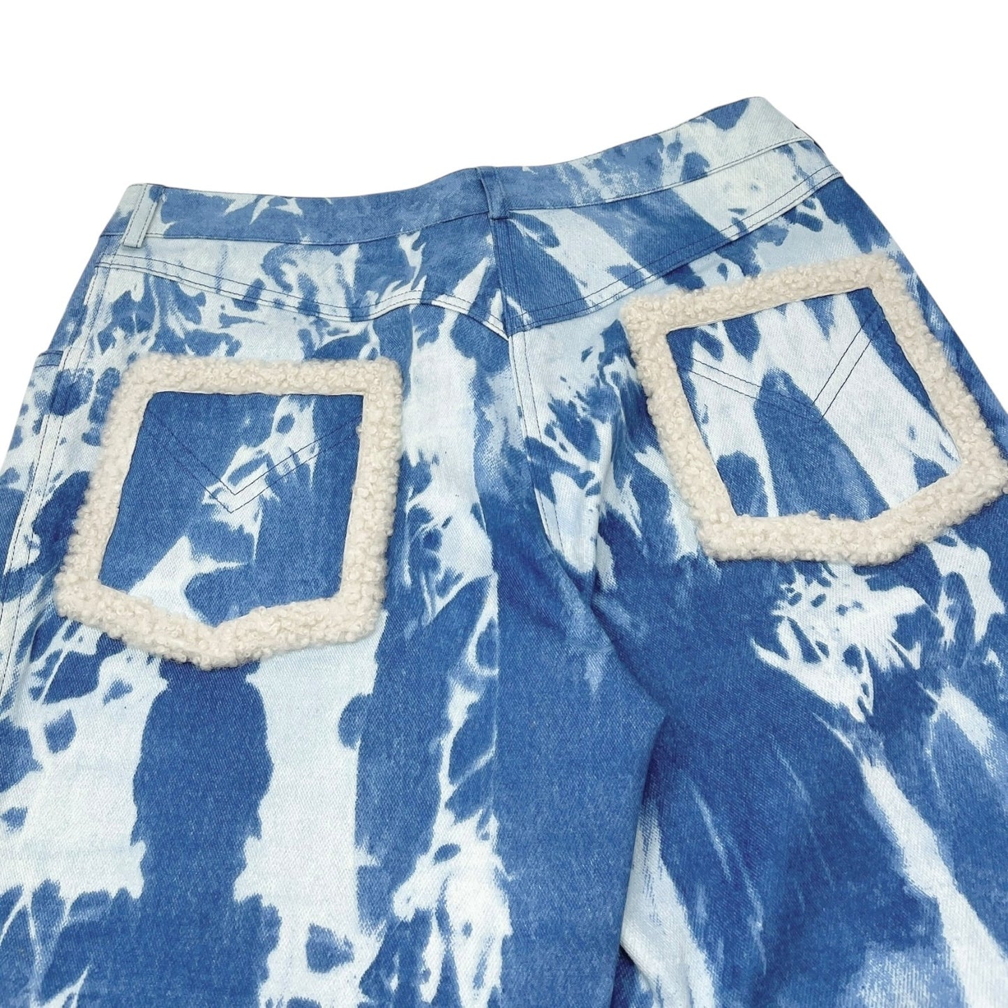 Christian Dior Vintage 2000 John Galliano Tie-Dye Denim Pants #38 Boa Blue