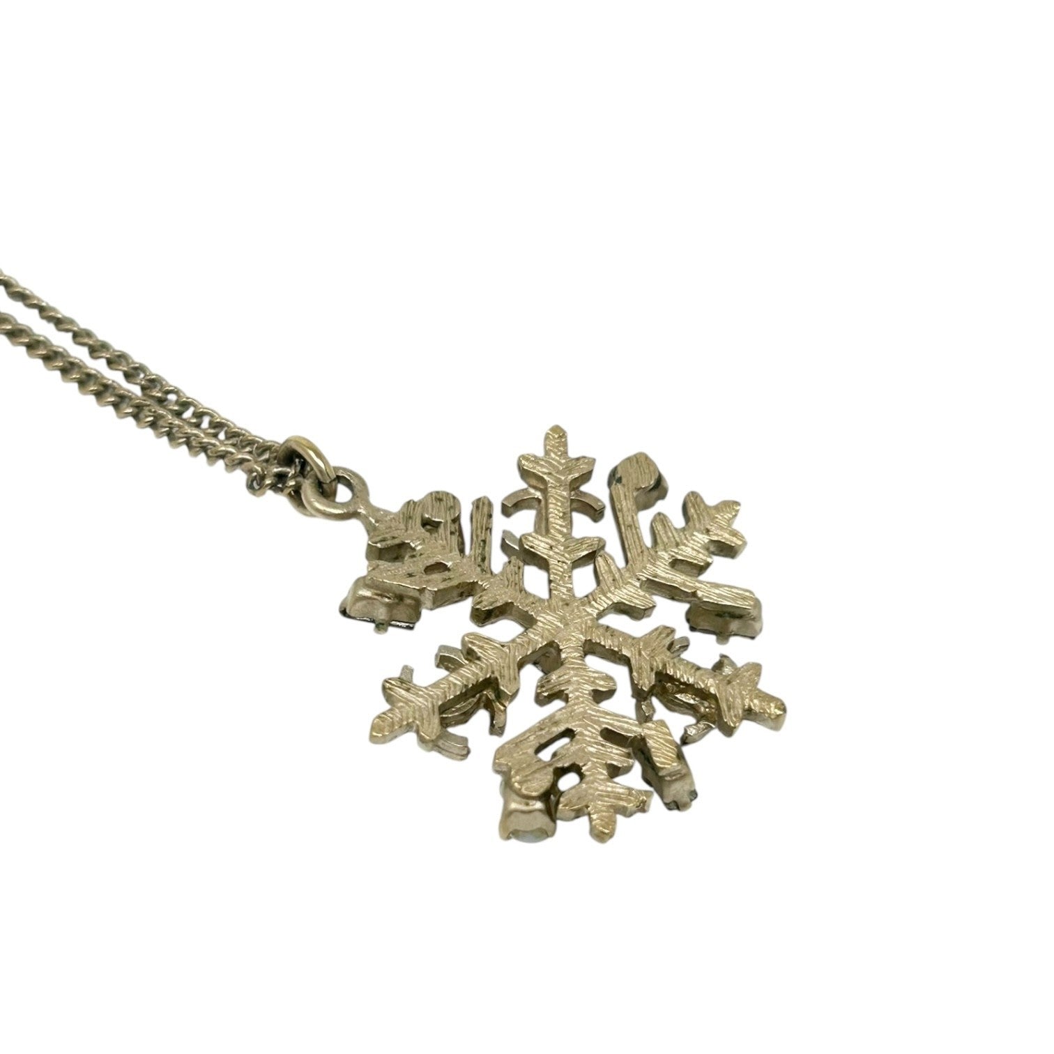 CHANEL Vintage 05A CC Logo Chain Necklace Fashion Jewelry Gold Metal Snowflake
