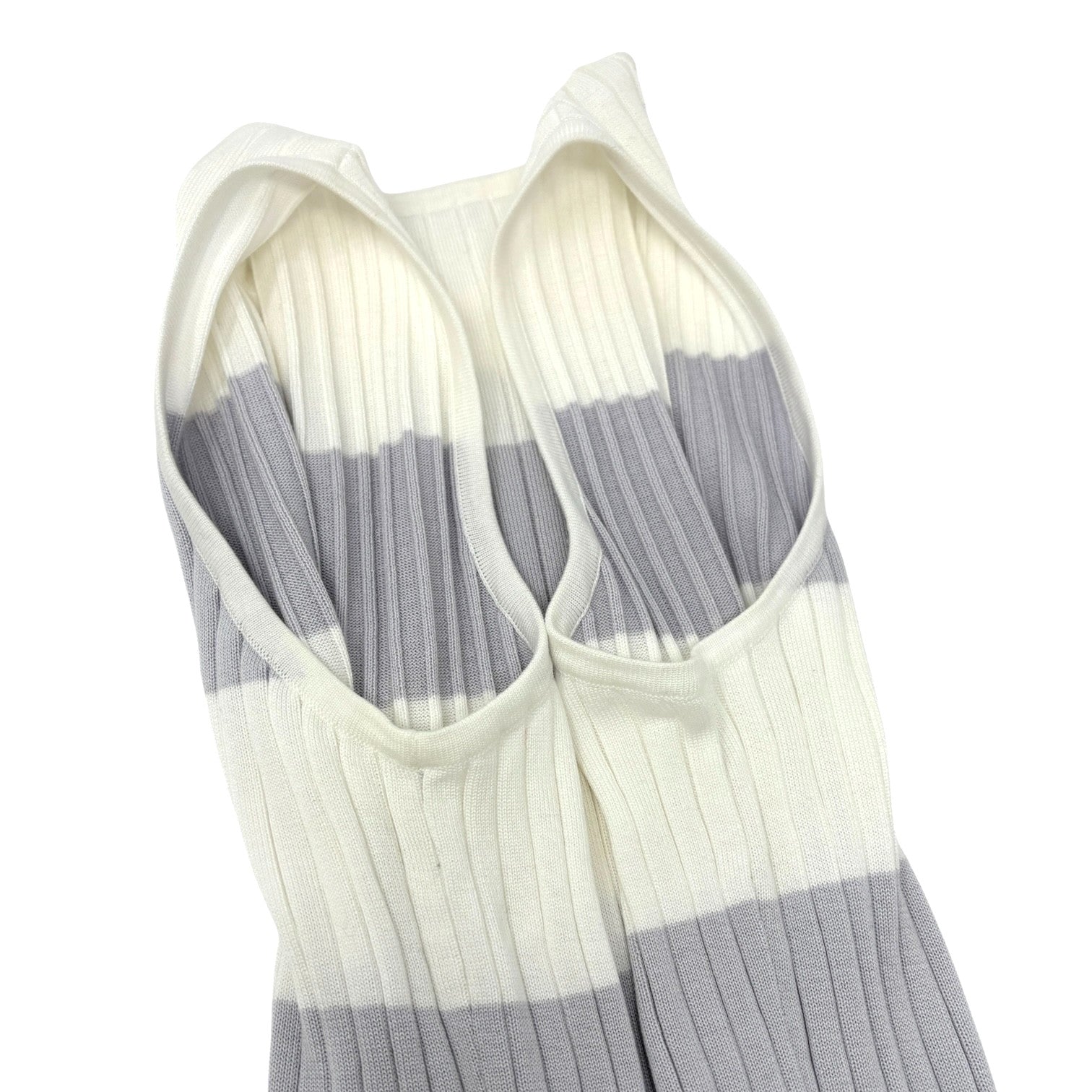 CHANEL Vintage 98P CC Mark Logo Knit Tank Top #44 White Purple Cotton