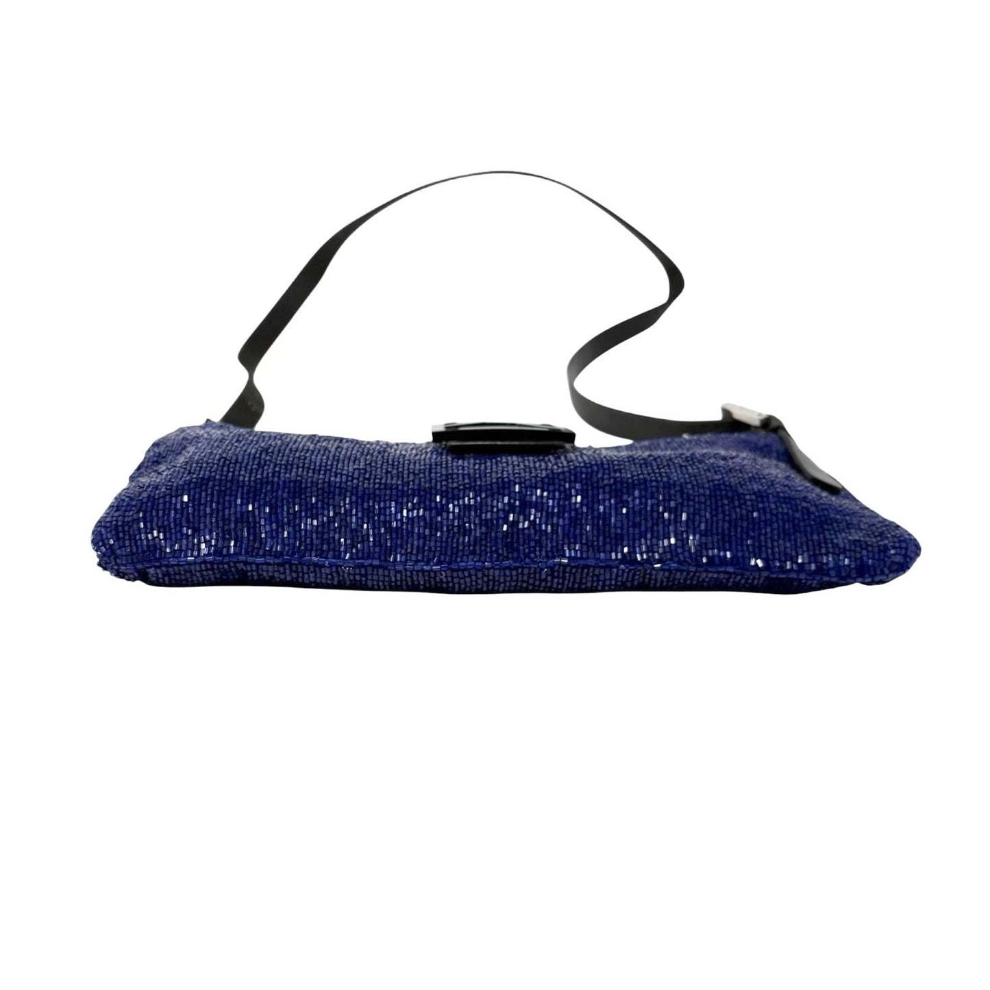 FENDI Vintage FF Logo Beads Mamma Baguette Crossbody Shoulder Bag Blue Black