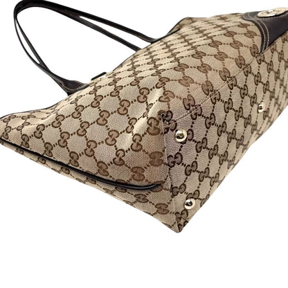 GUCCI Vintage GG Monogram Tote Shoulder Bag Brown Beige Canvas Leather 902829
