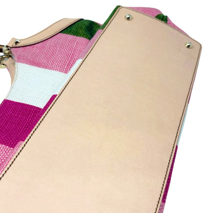 GUCCI Vintage Bamboo Stripe Hobo Shoulder Bag Handbag Multicolor Canvas 902335