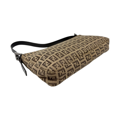 FENDI Vintage Logo Zucchino Shoulder Bag Beige Brown Canvas Pochette 902481