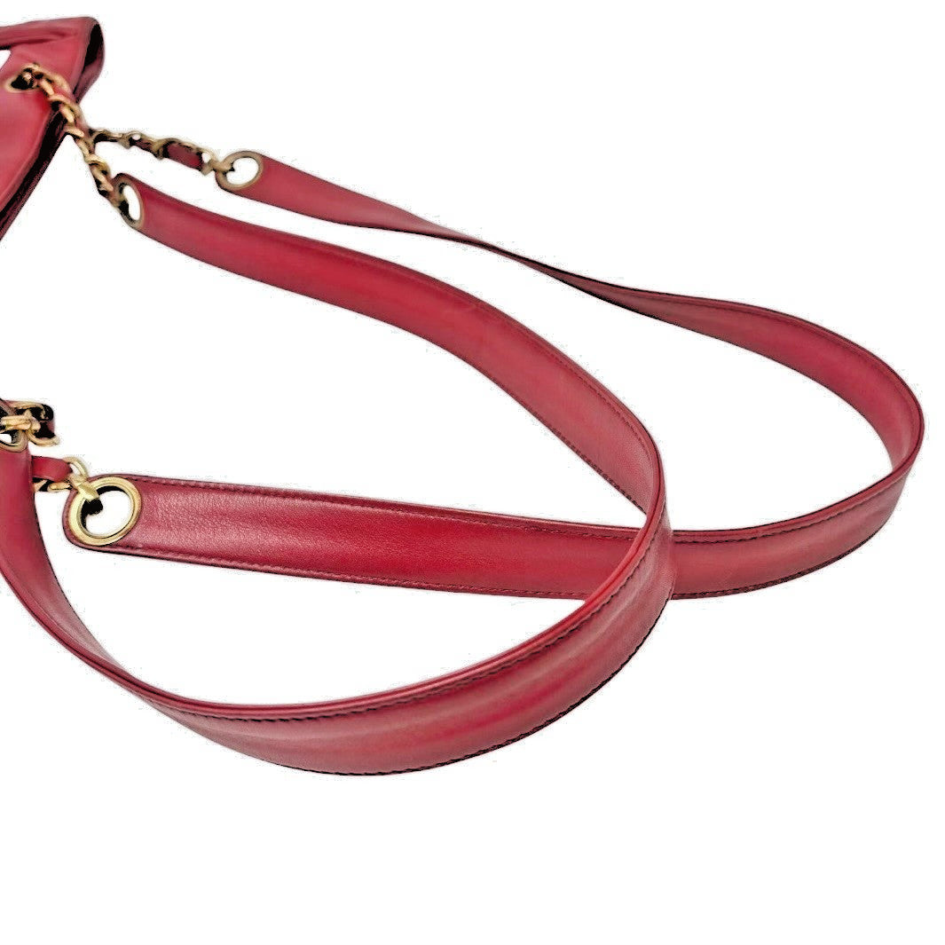 CHANEL Vintage Triple CC Logo Clear Tote Shoulder Bag Red Pouch 902320
