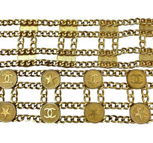 CHANEL Vintage 01P CC Logo Chain Belt Accessory Star Medal Gold Metal Rank AB