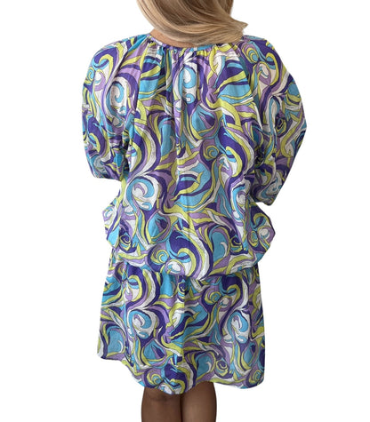 DOLCE&GABBANA Vintage D&G Logo Tunic Dress Top Multicolor Blue Green Cotton 901074