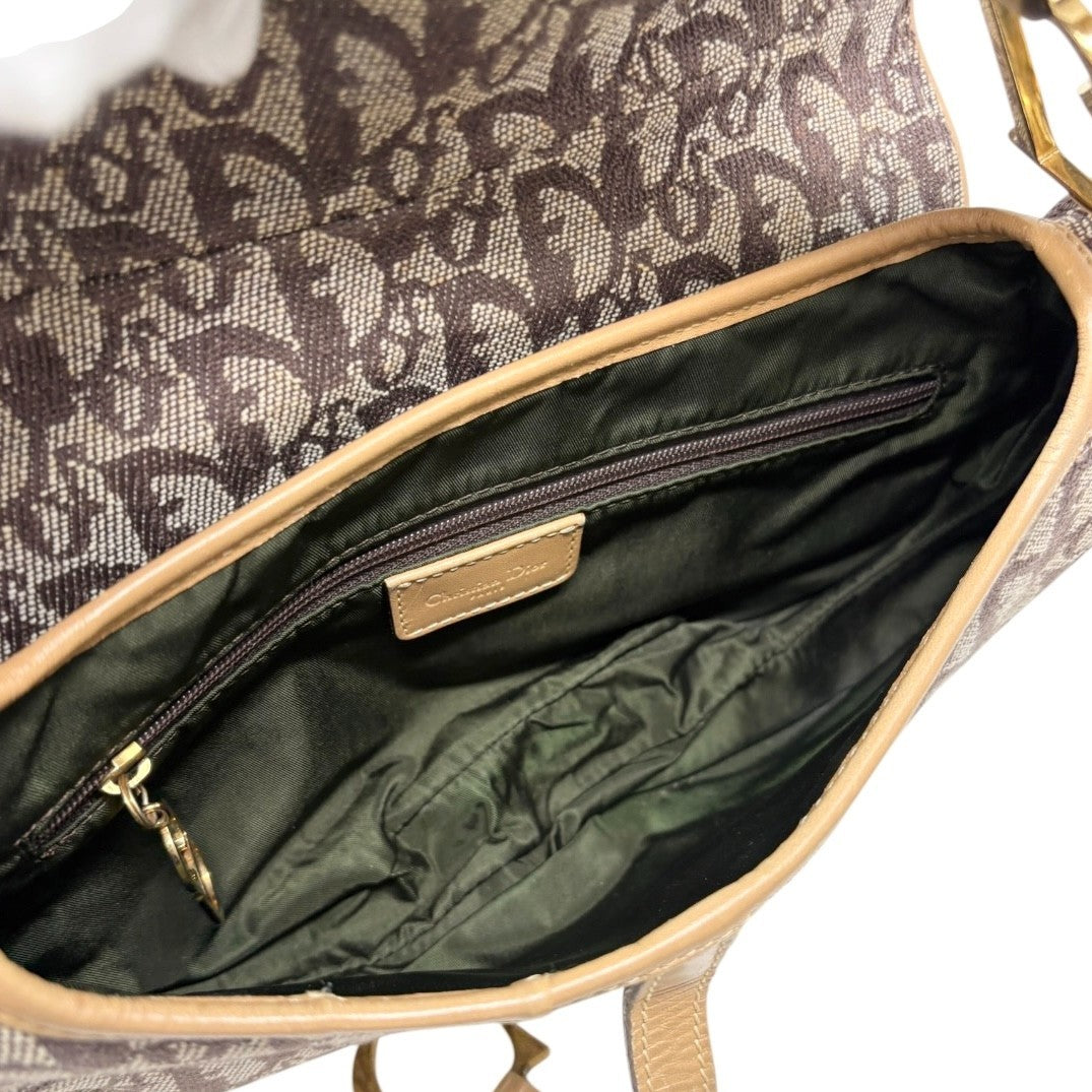 Christian Dior Vintage Trotter Monogram Double Saddle Bag Brown Canvas 902347