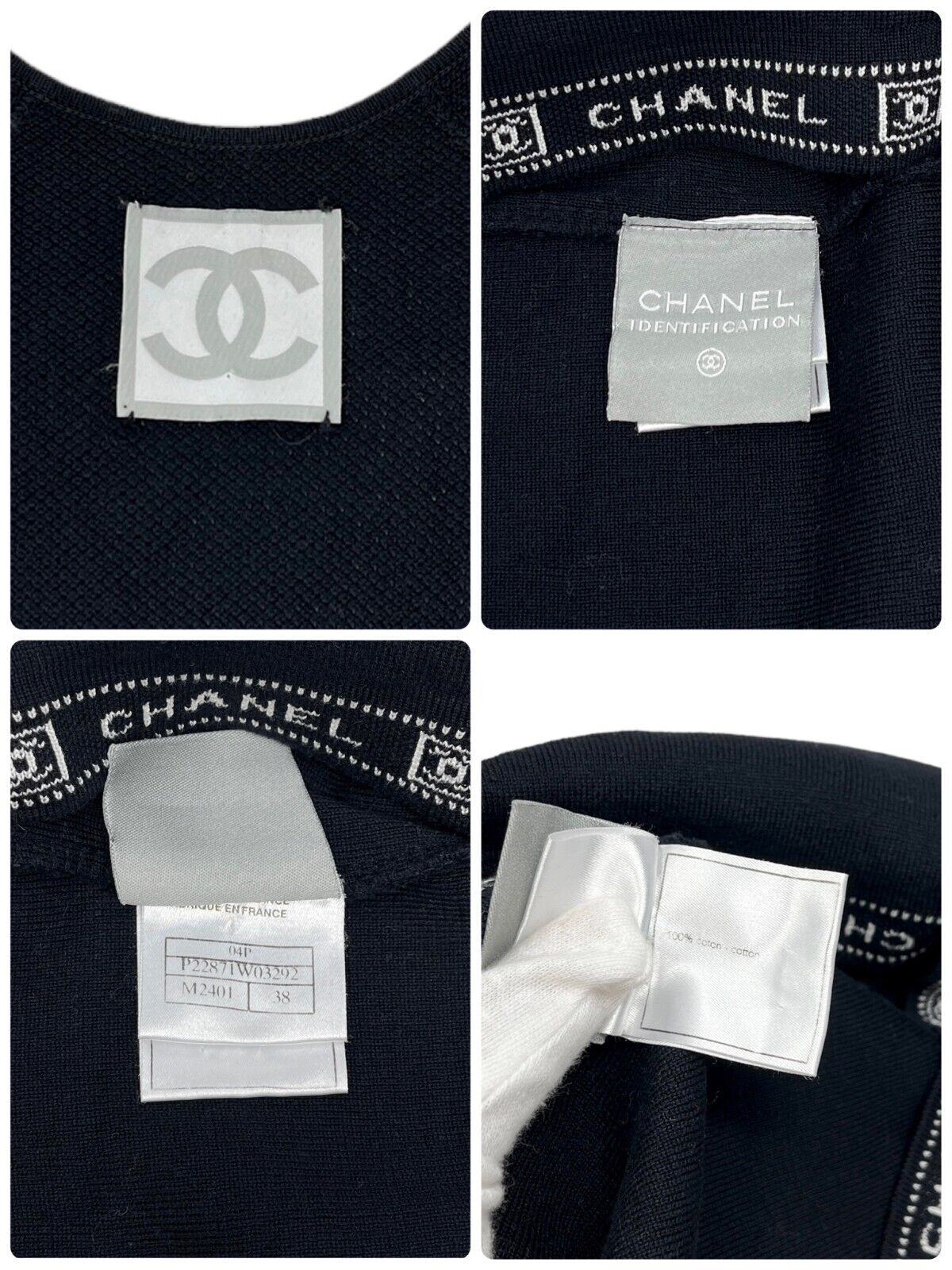 CHANEL Sport Vintage 04P CC Mark Logo Mini Dress #38 Black Cotton Rank AB