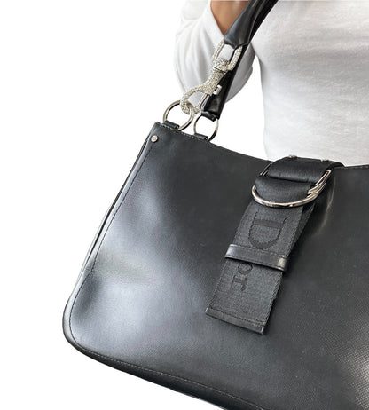 Christian Dior Vintage 2003 Hardcore Shoulder Bag Black Rhinestone 902384