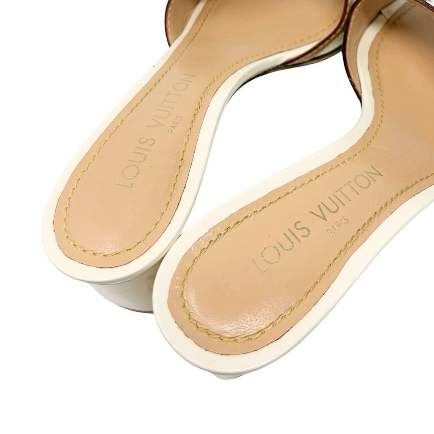 LOUIS VUITTON Vintage Monogram Multicolor Flower Sandals Heels #37.5 902031