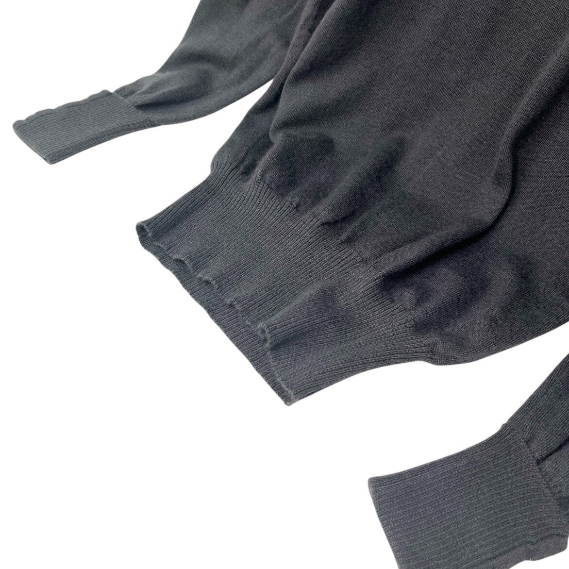 CHANEL Vintage CC Logo Turtleneck Sweater Top #36 Gray Gold Button Wool RankAB+
