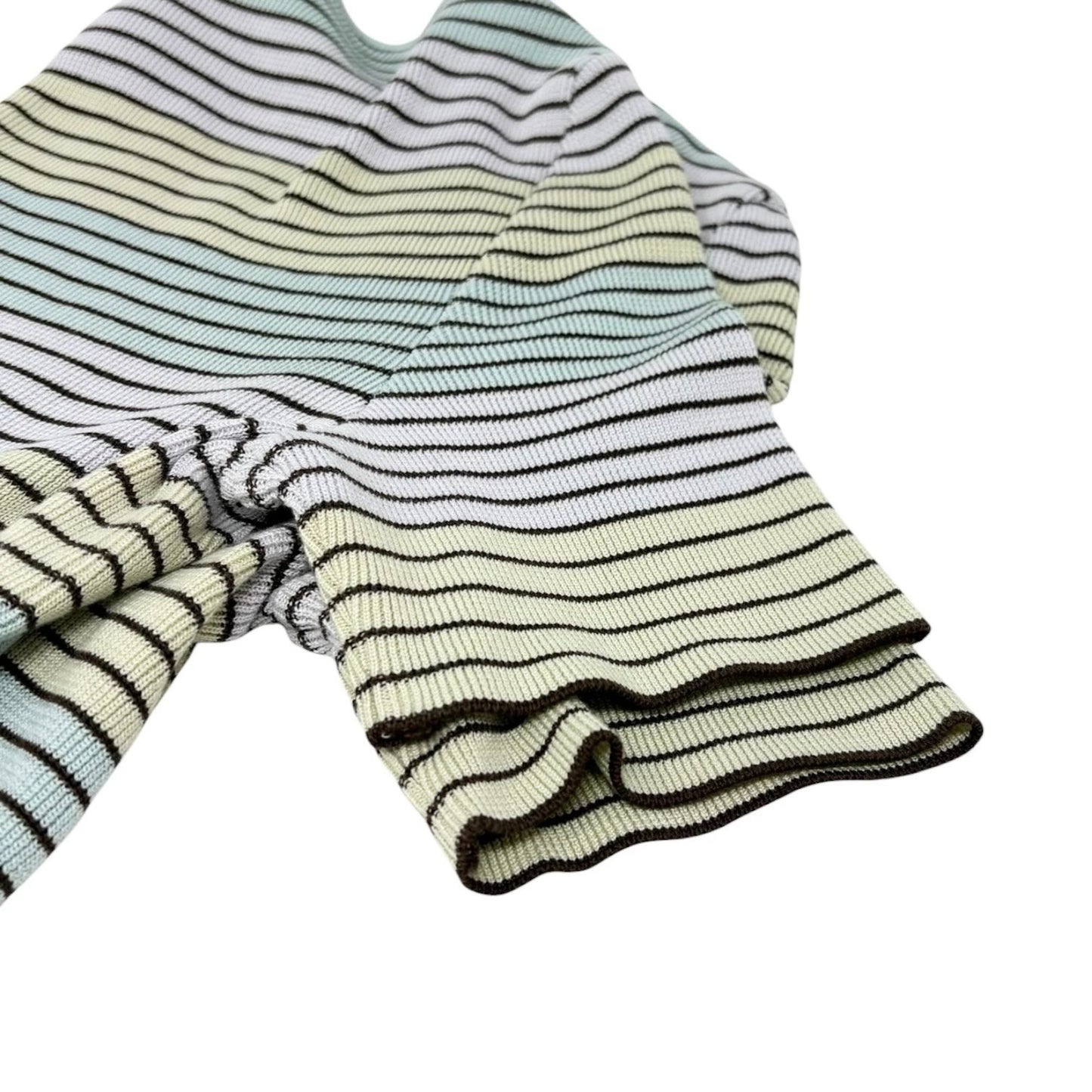 CHANEL Vintage 98P CC Logo Stripe Knit Shirt Top #40 Multicolor Cotton 902213