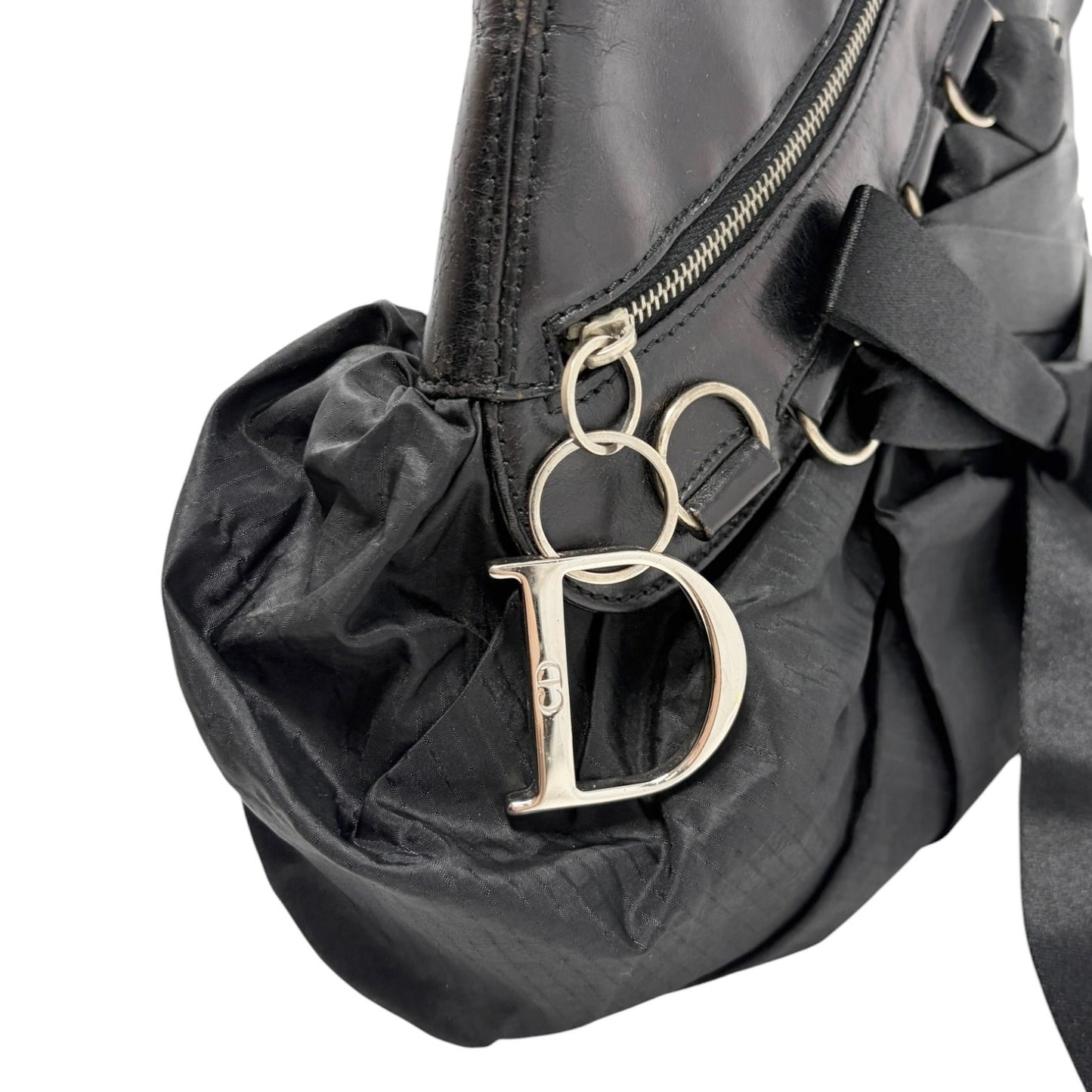 Christian Dior Vintage 2004 Ballet Corset Bag Black Nylon Leather 902095