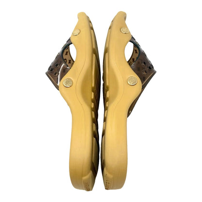 LOUIS VUITTON Vintage Monogram Rubber Slide Sandals #36 Brown Beige 902544