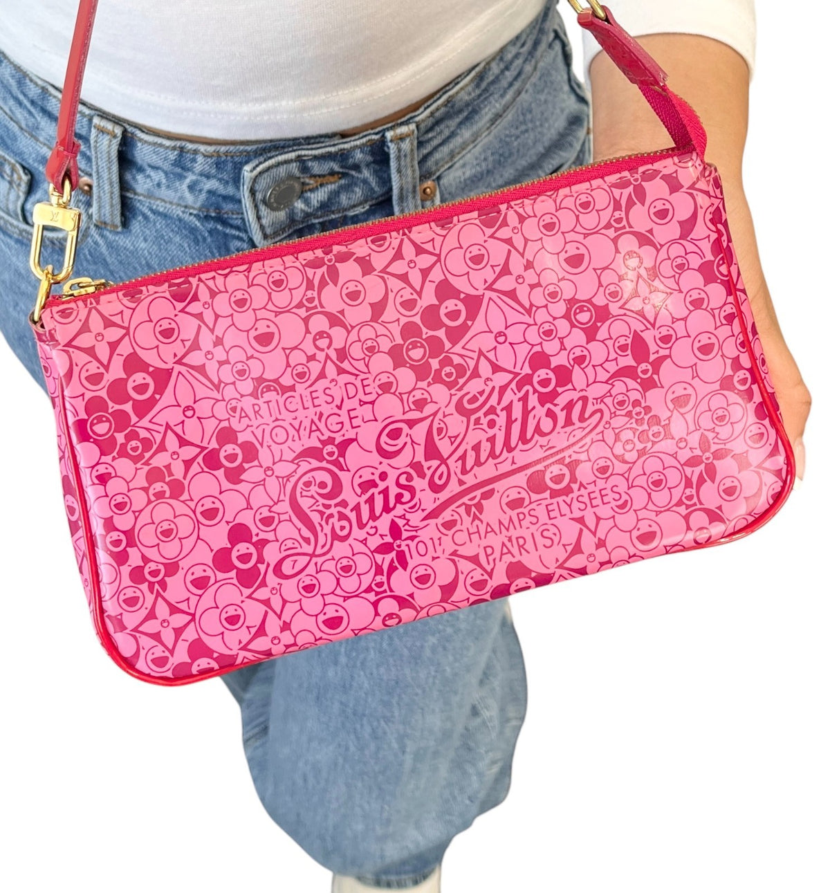 LOUIS VUITTON Vintage Takashi Murakami Cosmic Blossom Shoulder Bag Pink 902352