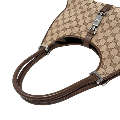 GUCCI Vintage Jackie GG Monogram Shoulder Bag Beige Brown Canvas 902460