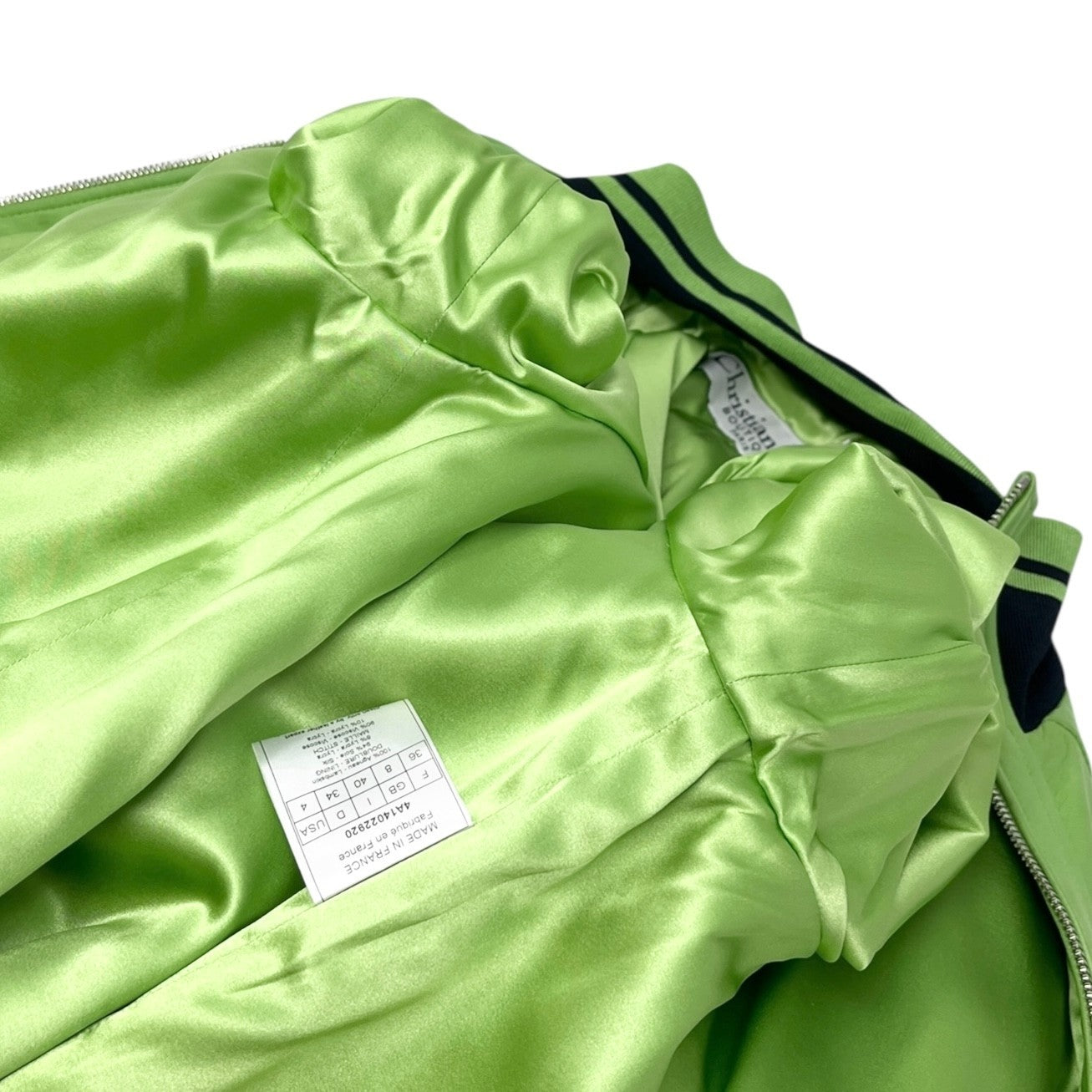 Christian Dior Vintage 2004 Logo Leather Jacket #36 Light Green Lambskin Black