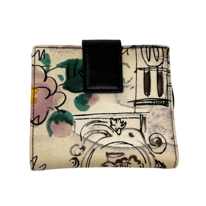 Christian Dior Vintage Paris Motif Art Sketch Saddle Wallet Multicolor 902356