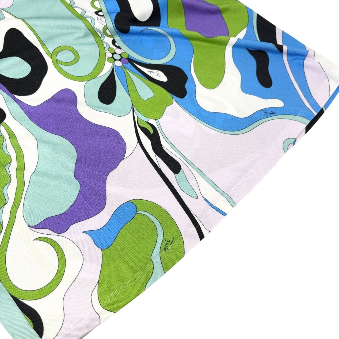 EMILIO PUCCI Vintage Logo Multicolor Abstract Print Dress #38 Blue 902418