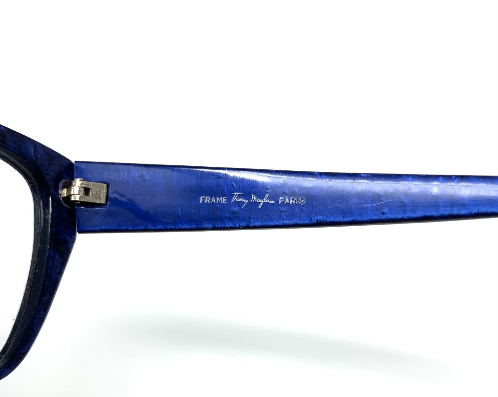 THIERRY MUGLER Vintage Logo Sunglass Shades Accessory Marble Pattern Blue RankAB