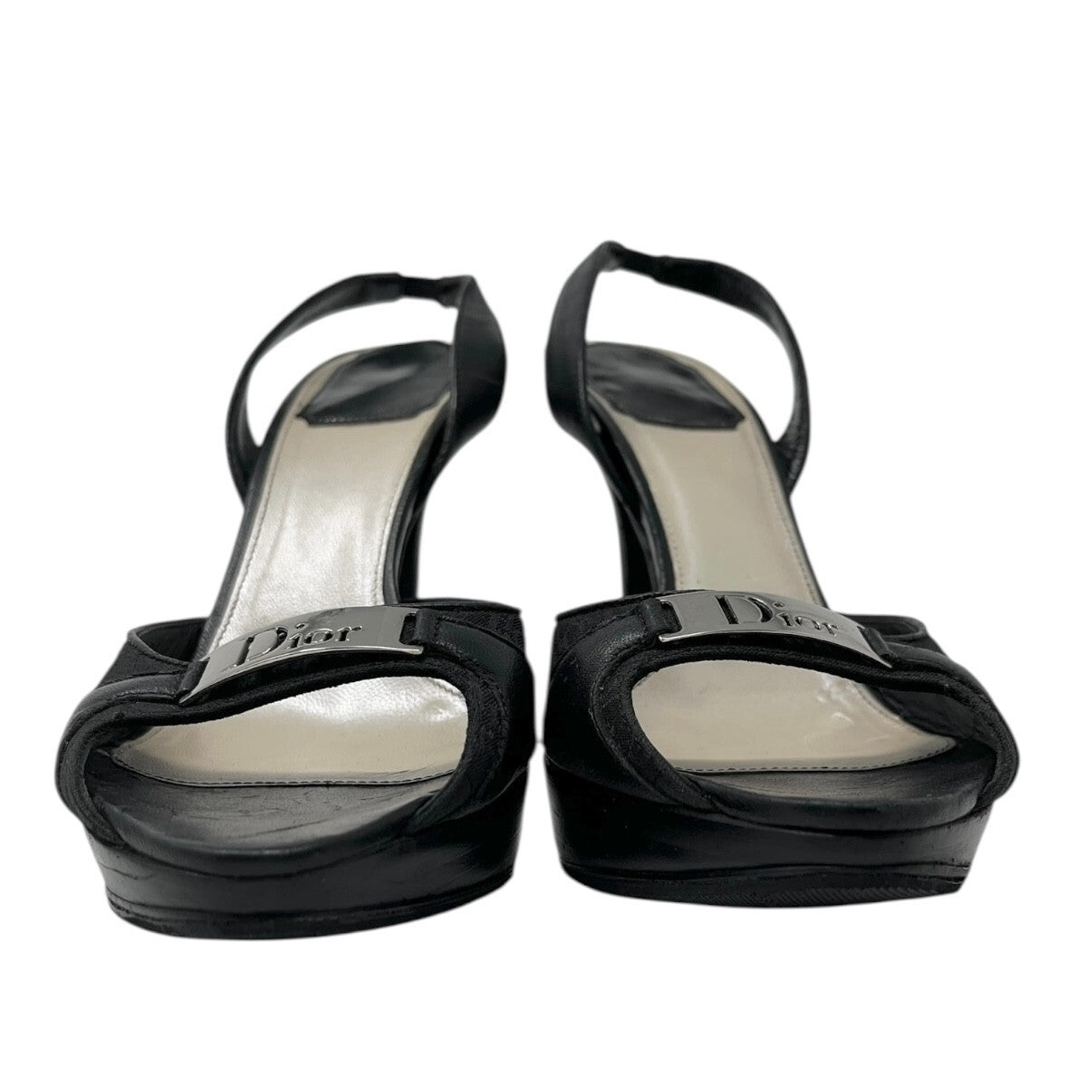 Christian Dior Vintage Logo Trotter Monogram Street Chic Sandals #36.5-37 Black