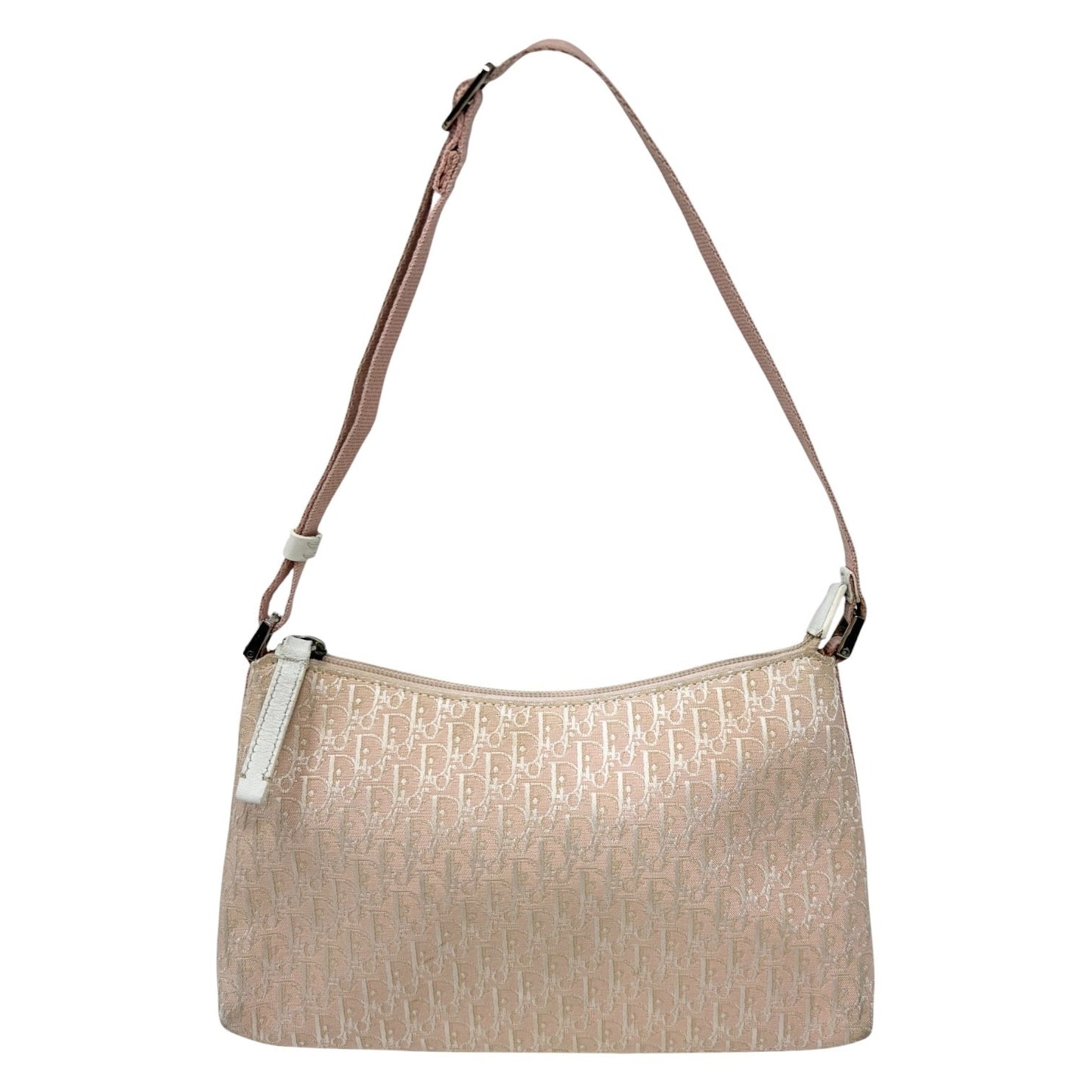 Christian Dior Vintage Trotter Monogram Logo Shoulder Bag Pink Canvas 901819