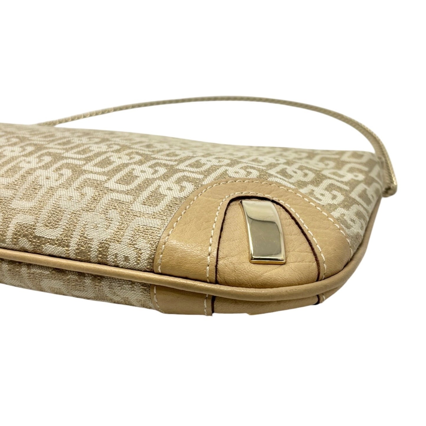 DOLCE&GABBANA Vintage DG Logo Chain Shoulder Bag Beige Gold Canvas 902060