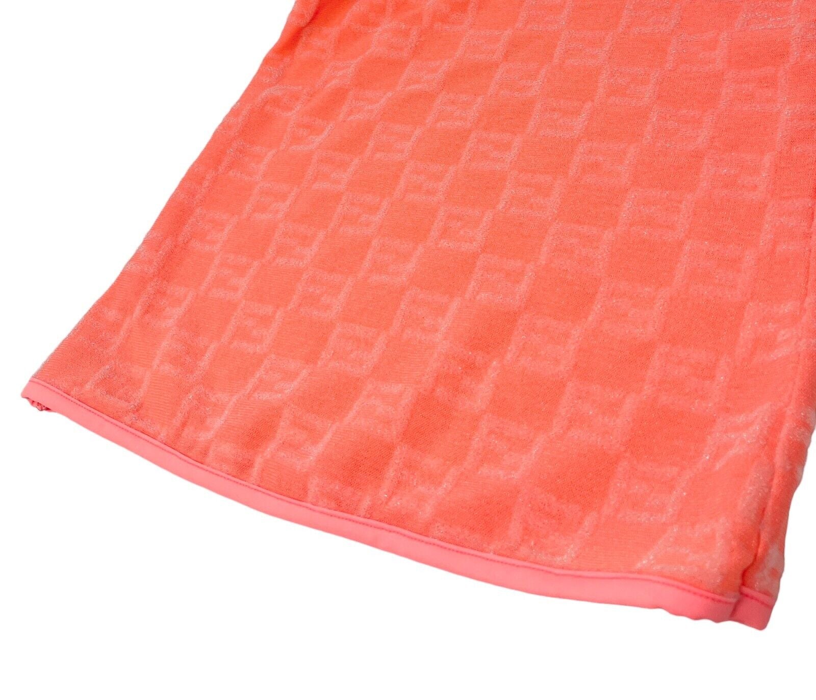 FENDI Vintage Zucchino Monogram Camisole Skirt Set Terrycloth Pink Nylon RankAB