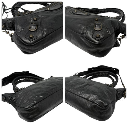 Balenciaga Vintage Classic City Logo 2way Shoulder Leather Bag Black 902461