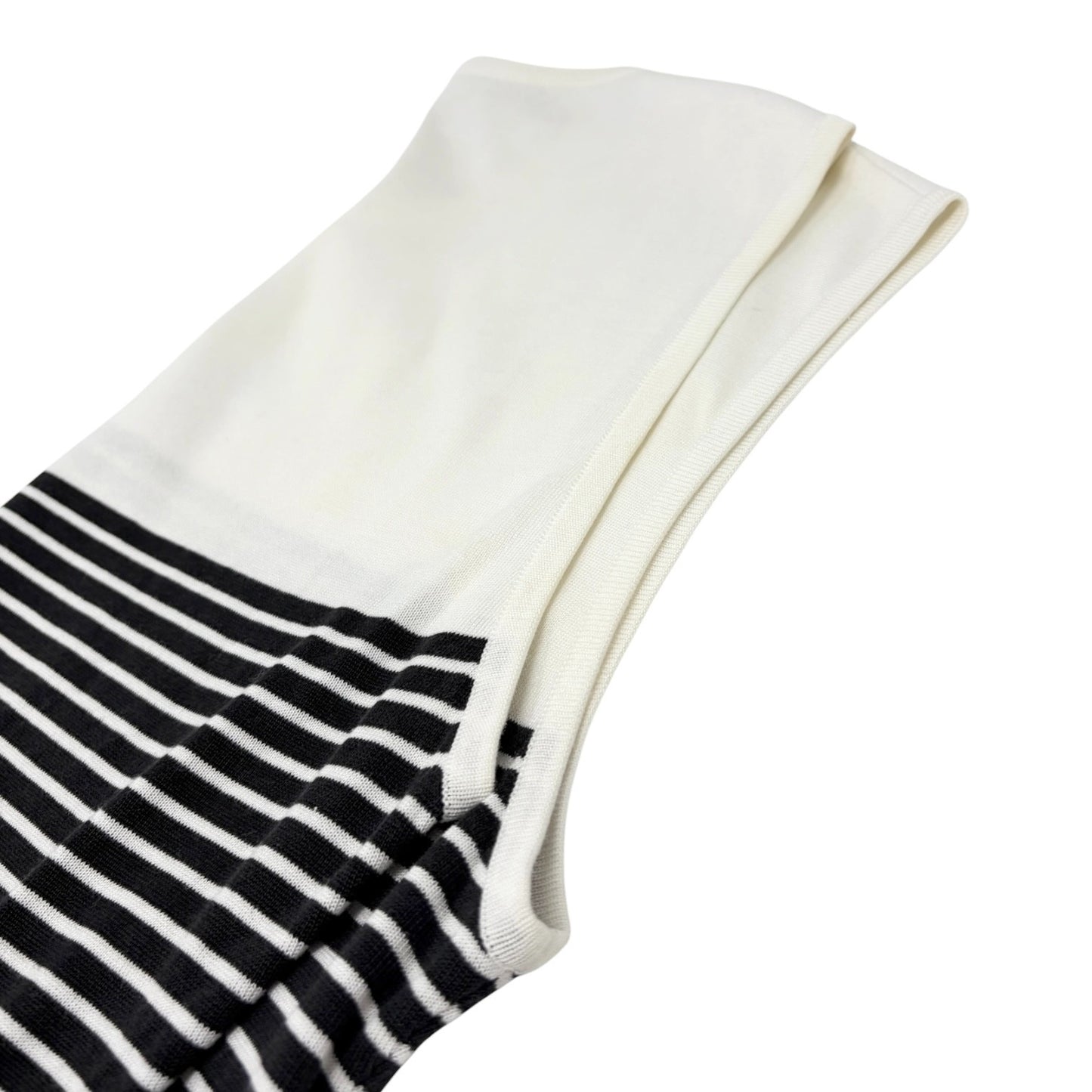 CHANEL Vintage CC Striped Sleeveless Tank Top #M White Black Cotton 902263